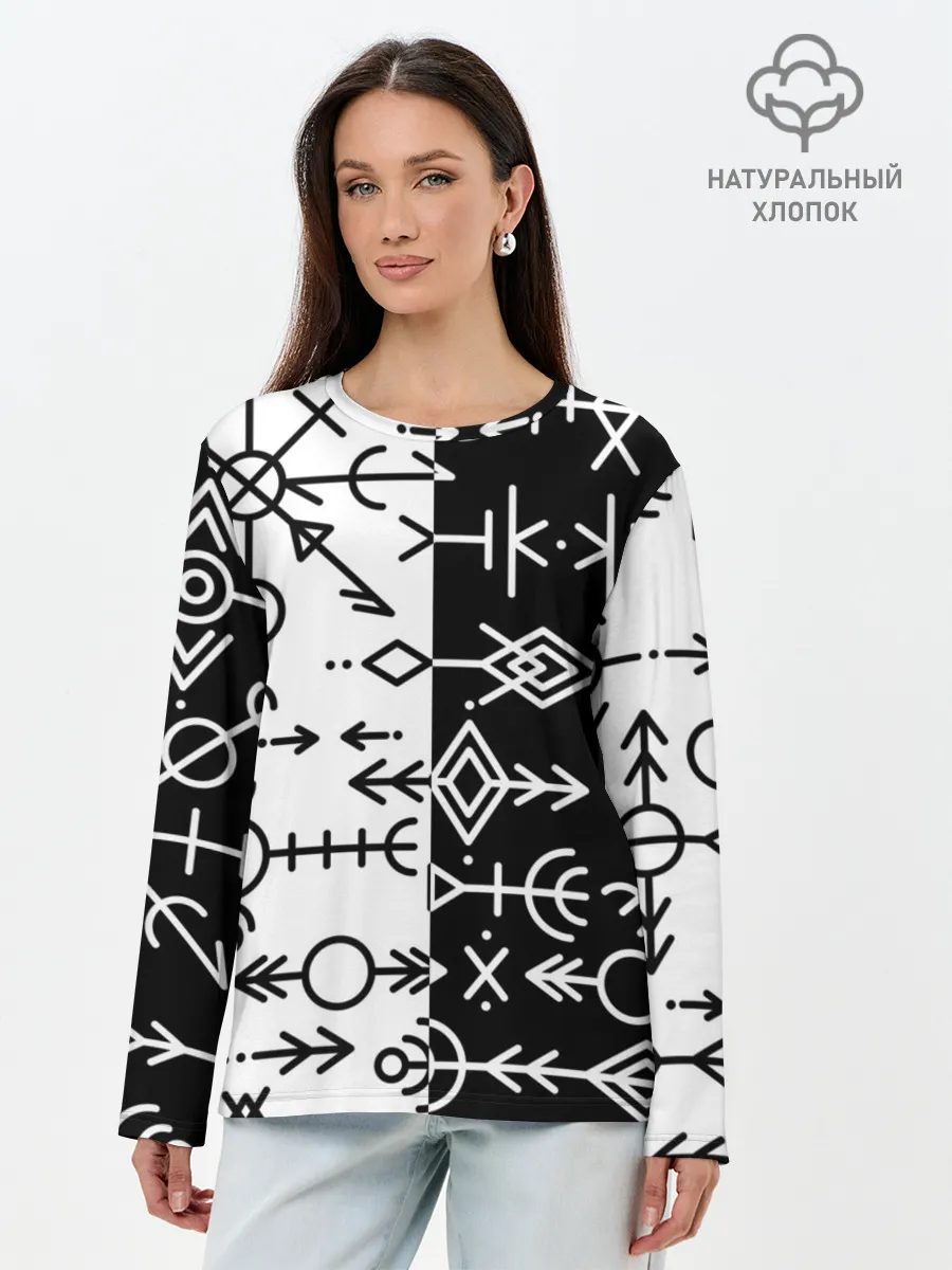 Лонгслив женский. Хлопок / ДРЕВНИЕ СЛАВЯНСКИЕ РУНЫ
