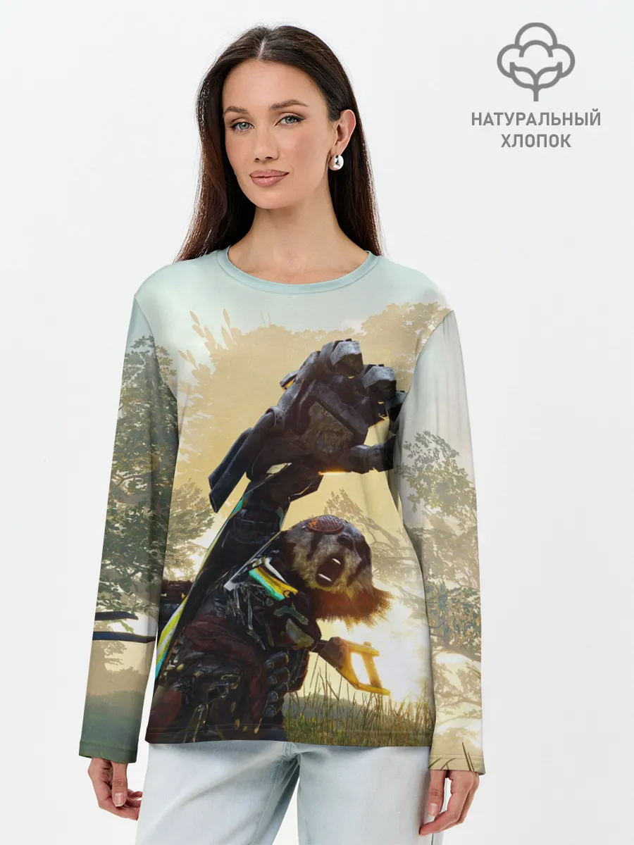 Лонгслив женский. Хлопок / Biomutant | Биомутант рука
