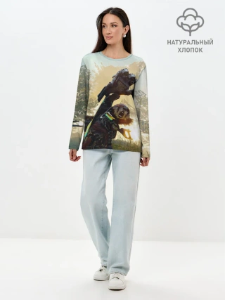 Лонгслив женский. Хлопок / Biomutant | Биомутант рука