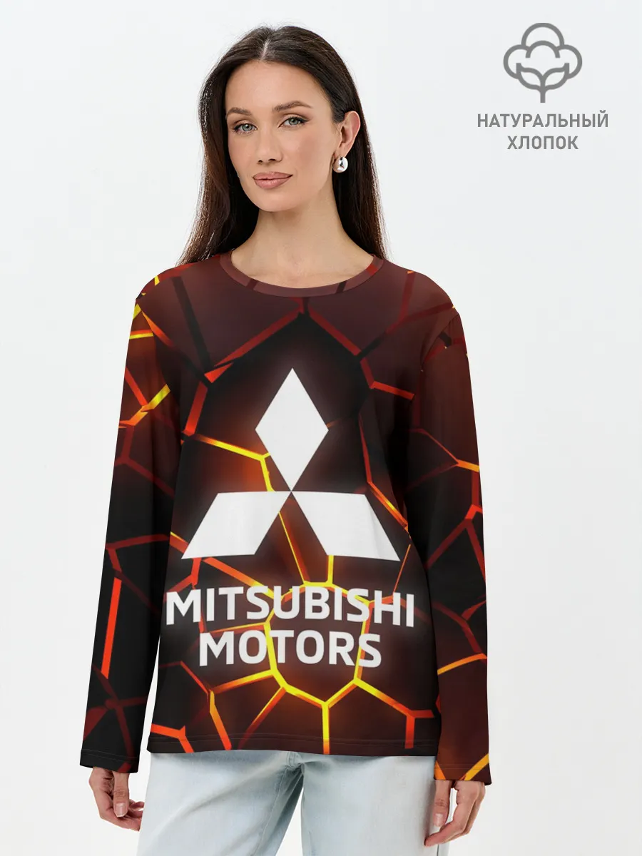 Лонгслив женский. Хлопок / 3D плиты с подсветкой | Митсубиси
