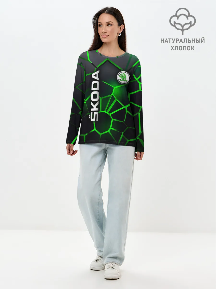 Лонгслив женский. Хлопок / 3D плиты с подсветкой Шкода