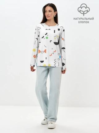 Лонгслив женский. Хлопок / TOCA BOCA УЗОР ФОН