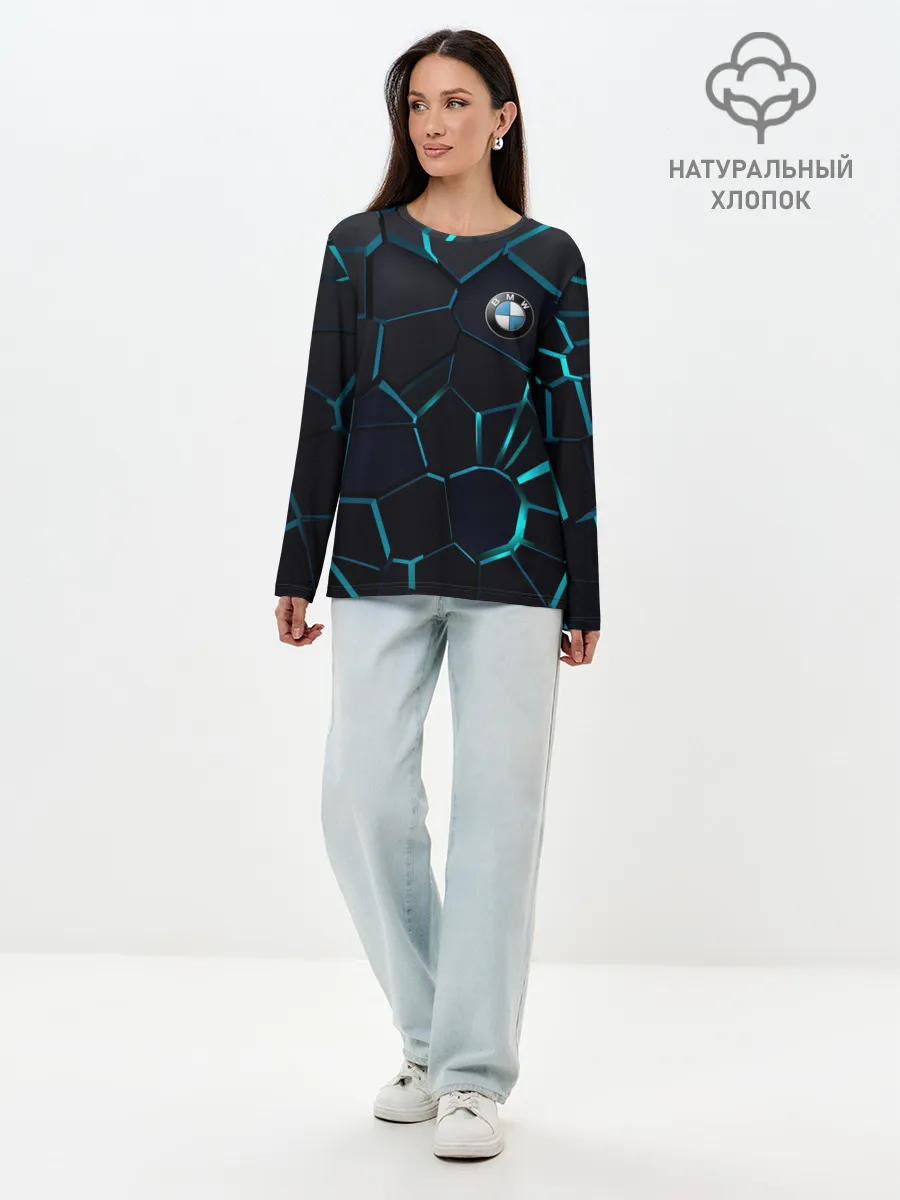 Лонгслив женский. Хлопок / BMW | 3D плиты с подсветкой