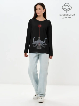 Лонгслив женский. Хлопок / ложный бог