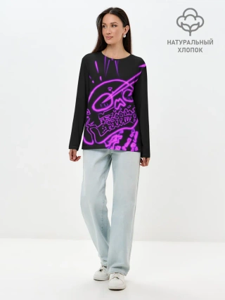 Лонгслив женский. Хлопок / Люби череп