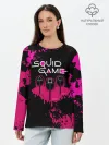 Лонгслив женский. Хлопок / Squid Game брызги красок стража.