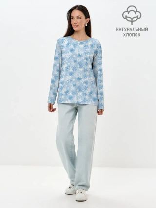 Лонгслив женский. Хлопок / Морозное Снежное Утро