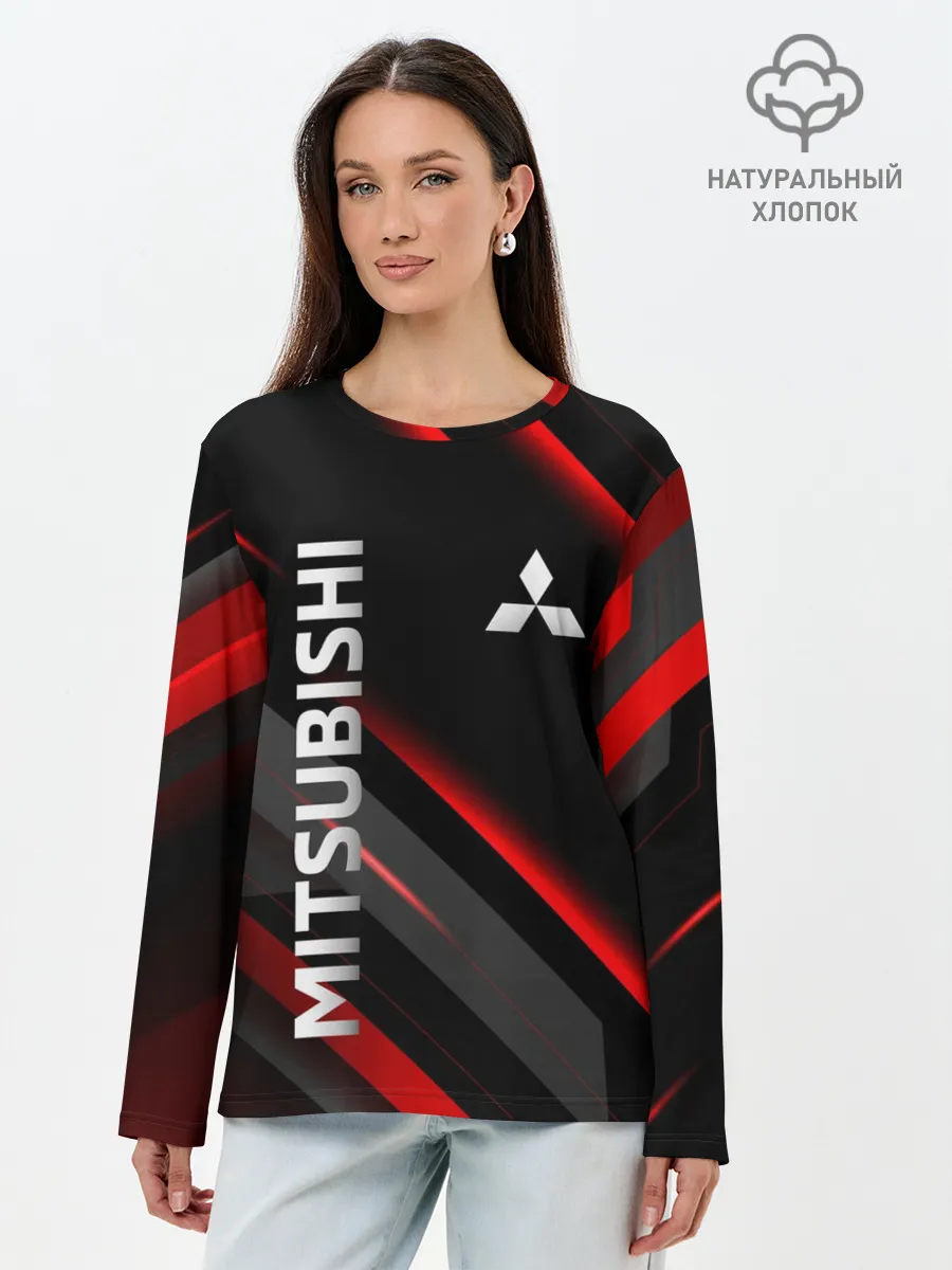 Лонгслив женский. Хлопок / Геометрия митсубиси