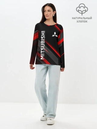 Лонгслив женский. Хлопок / Геометрия митсубиси