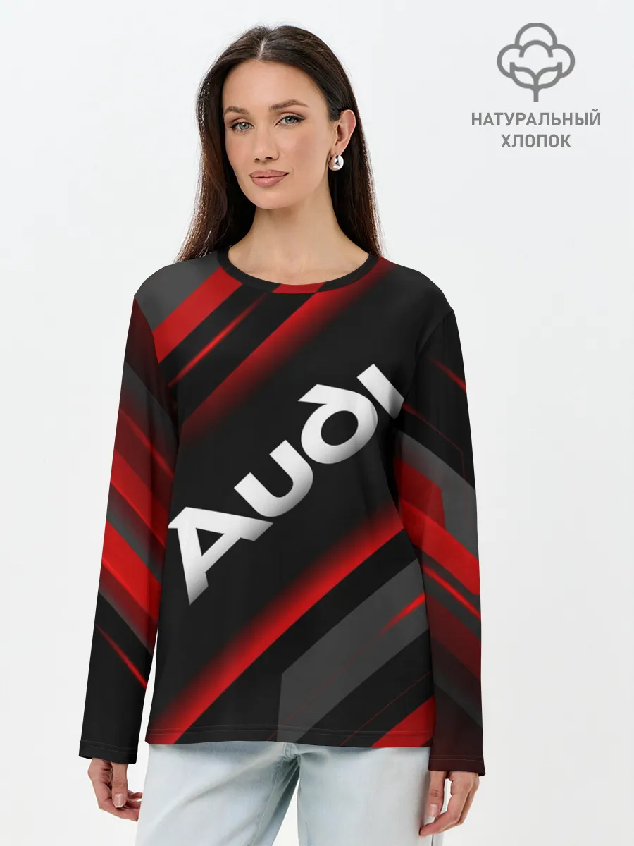 Лонгслив женский. Хлопок / Ауди - Геометрия