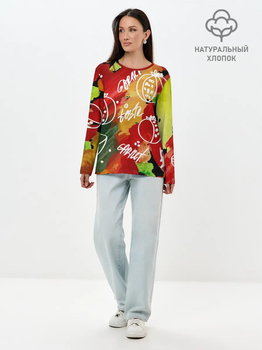 Лонгслив женский. Хлопок / Вкус граната