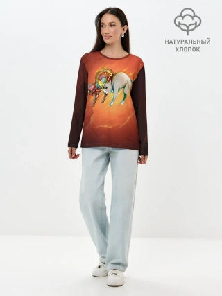 Лонгслив женский. Хлопок / Cat 50/50