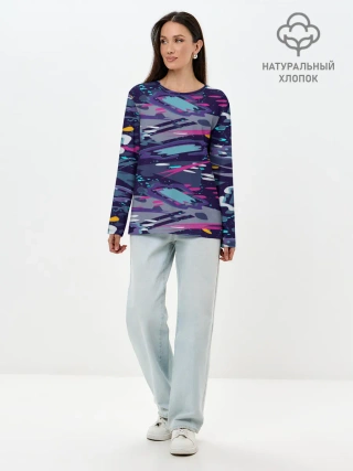 Лонгслив женский. Хлопок / Космический абстрактный паттерн
