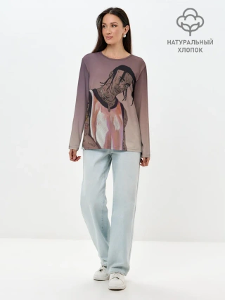 Лонгслив женский. Хлопок / Потёкший Тревис