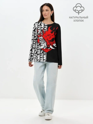 Лонгслив женский. Хлопок / SAMURAI | CYBERPUNK 2077 | КИБЕРПАНК