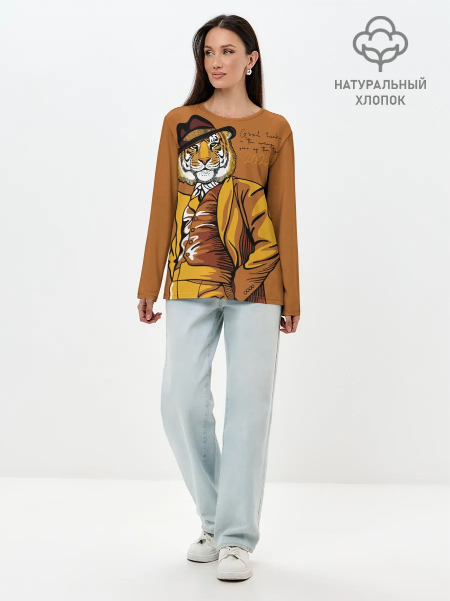 Лонгслив женский. Хлопок / Good luck in the coming year of the Tiger!