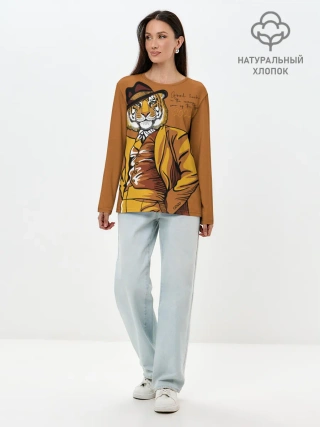 Лонгслив женский. Хлопок / Good luck in the coming year of the Tiger!