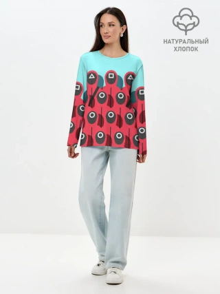 Лонгслив женский. Хлопок / Охрана | Squid game