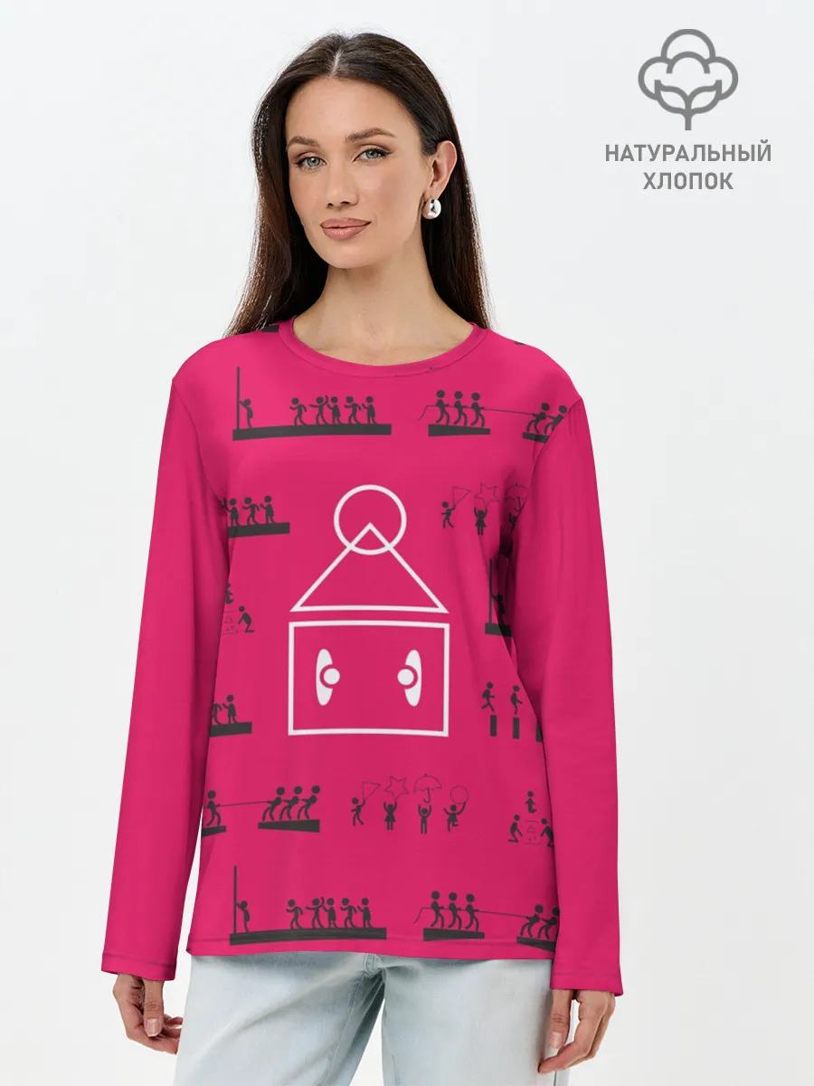 Лонгслив женский. Хлопок / Игры на стене