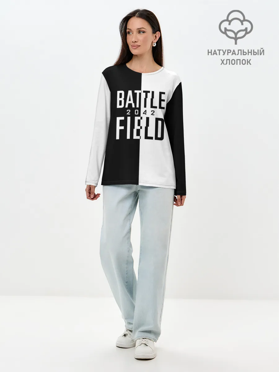 Лонгслив женский. Хлопок / БАТЛФИЛД 2042 | ЛОГОТИП