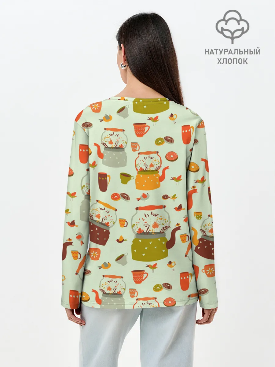 Лонгслив женский. Хлопок / осенние чаепитие