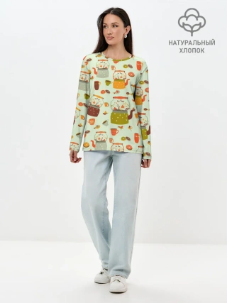 Лонгслив женский. Хлопок / осенние чаепитие