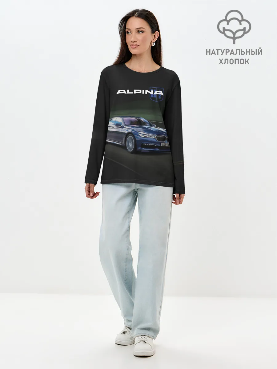 Лонгслив женский. Хлопок / Alpina на дороге