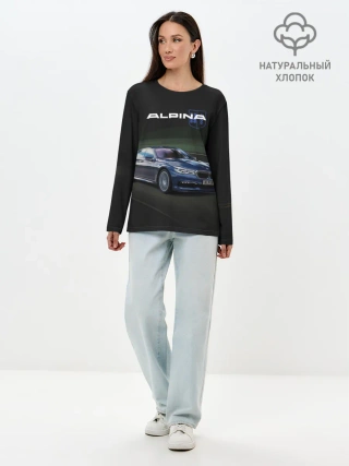 Лонгслив женский. Хлопок / Alpina на дороге