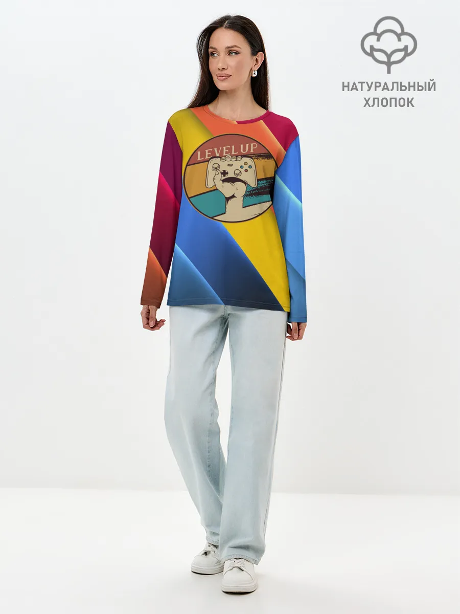Лонгслив женский. Хлопок / Джойстик | Level Up