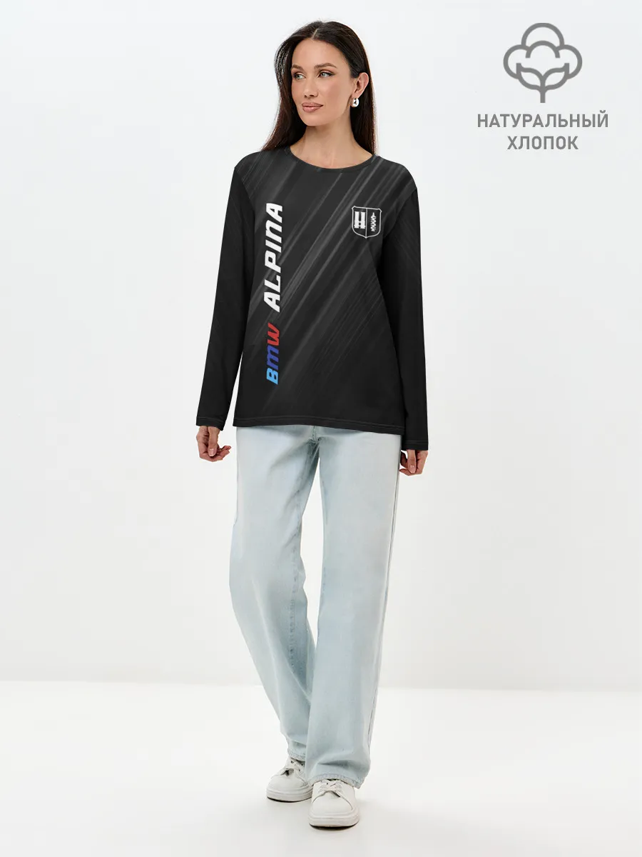 Лонгслив женский. Хлопок / Текстура BMW Alpina