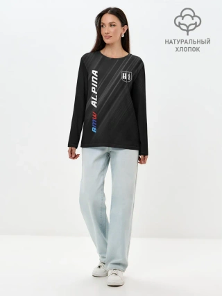 Лонгслив женский. Хлопок / Текстура BMW Alpina