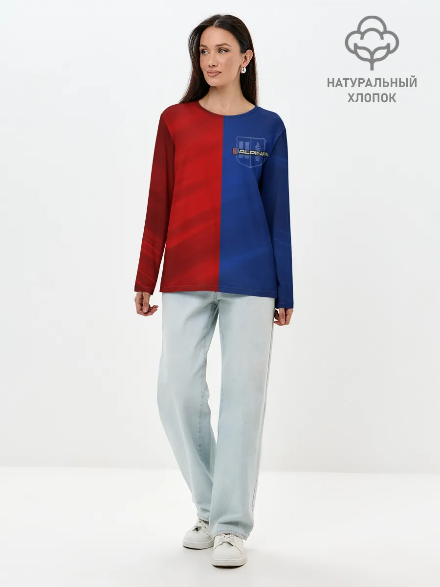 Лонгслив женский. Хлопок / Логотип Alpina