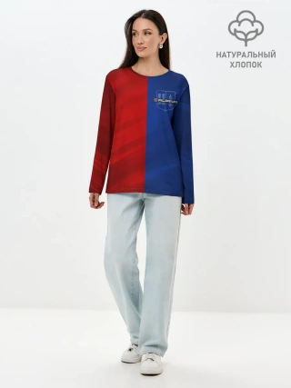 Лонгслив женский. Хлопок / Логотип Alpina