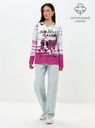 Лонгслив женский. Хлопок / Squid Game - Вы были исключены.