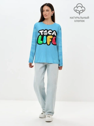 Лонгслив женский. Хлопок / Toca Boca logo | Тока Бока логотип