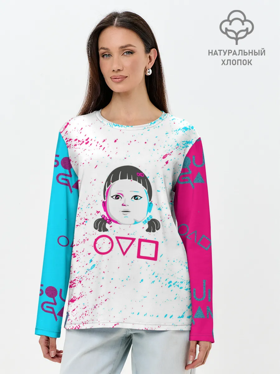 Лонгслив женский. Хлопок / Игра в кальмара | Squid Game | КУКЛА