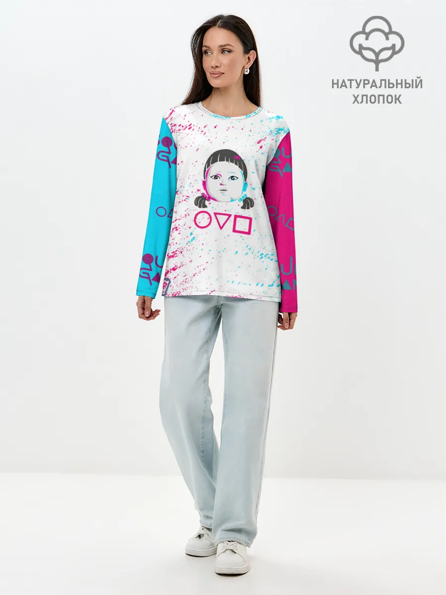 Лонгслив женский. Хлопок / Игра в кальмара | Squid Game | КУКЛА