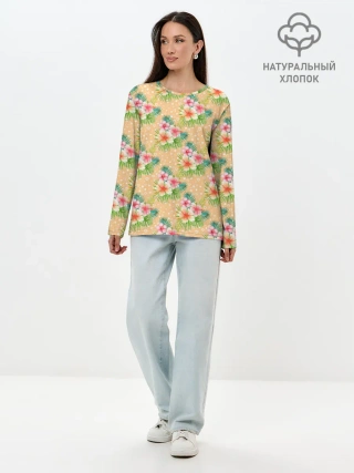 Лонгслив женский. Хлопок / Гавайские цеты