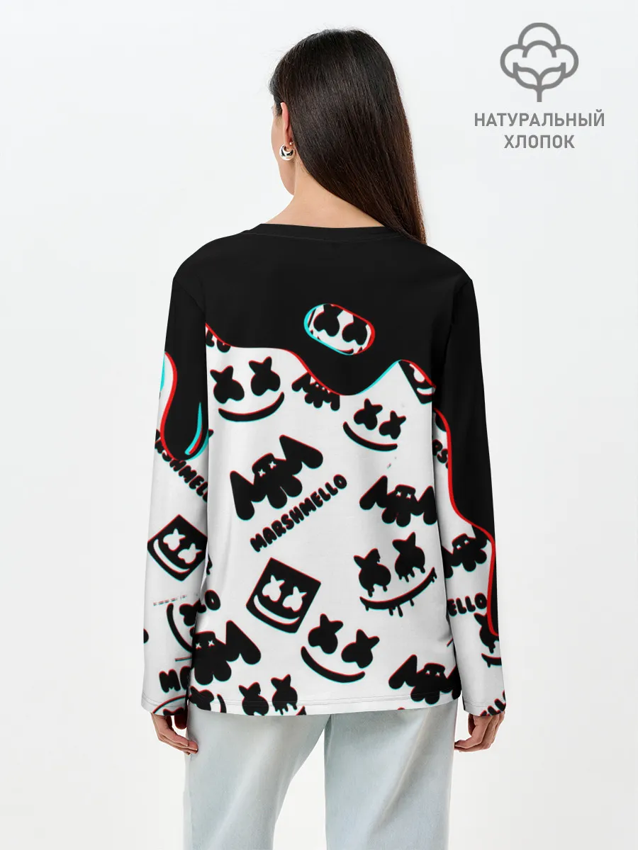 Лонгслив женский. Хлопок / MARSHMELLO GLITCH.