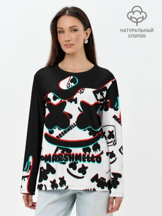 Лонгслив женский. Хлопок / MARSHMELLO GLITCH.