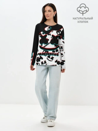 Лонгслив женский. Хлопок / MARSHMELLO GLITCH.