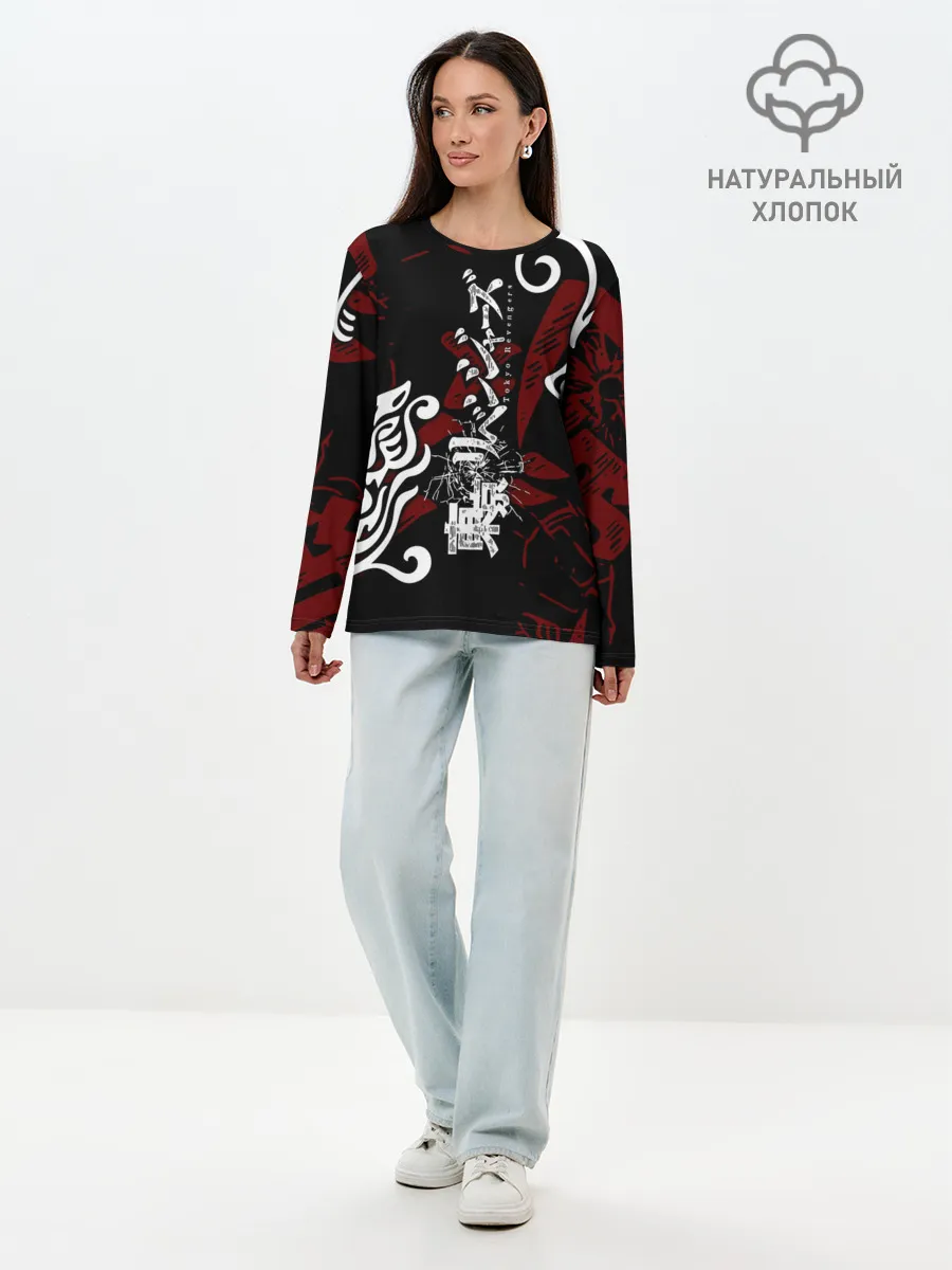 Лонгслив женский. Хлопок / ТОКИЙСКИЕ МСТИТЕЛИ ТАТУ ЛОГО