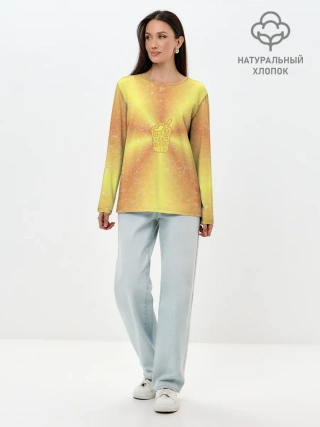 Лонгслив женский. Хлопок / Коктейль на фоне АПВ 10.2.6.14