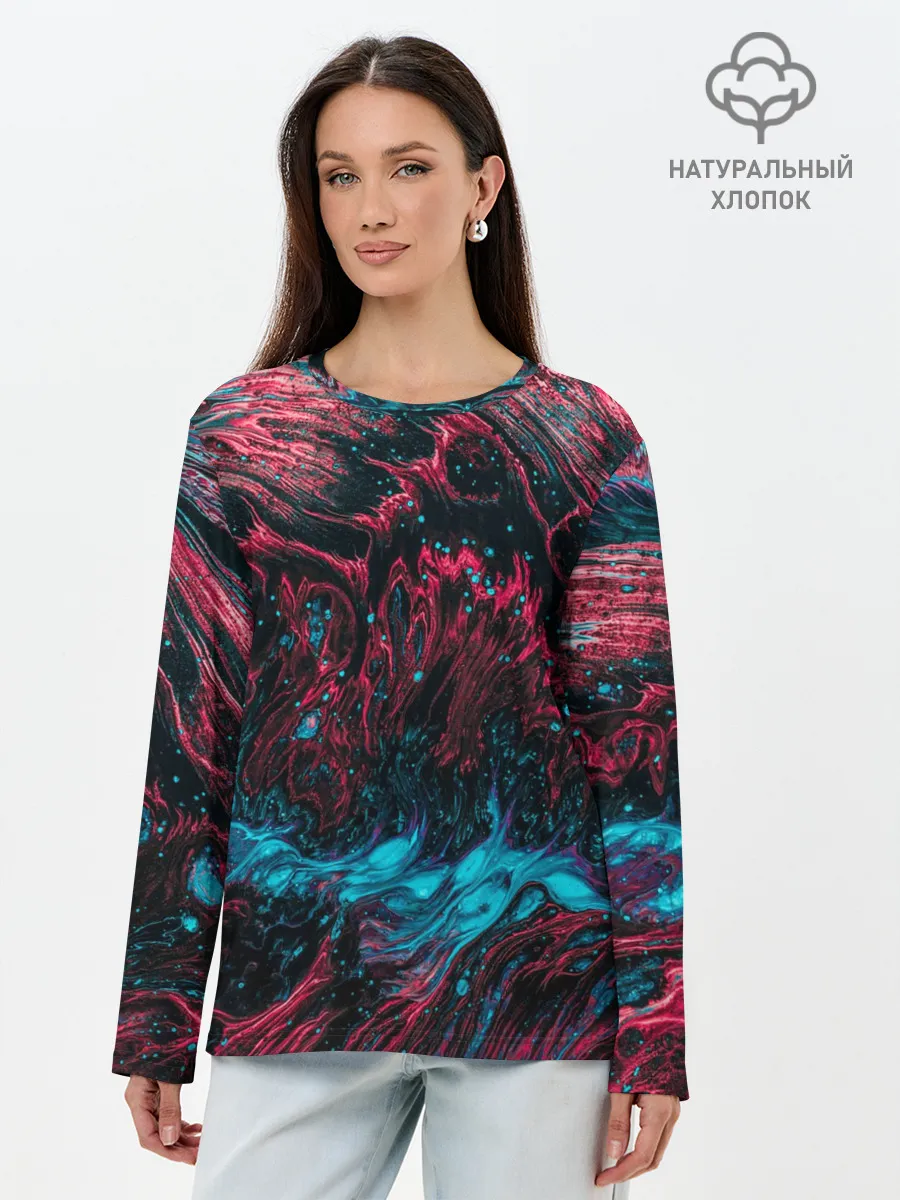 Лонгслив женский. Хлопок / Смешение