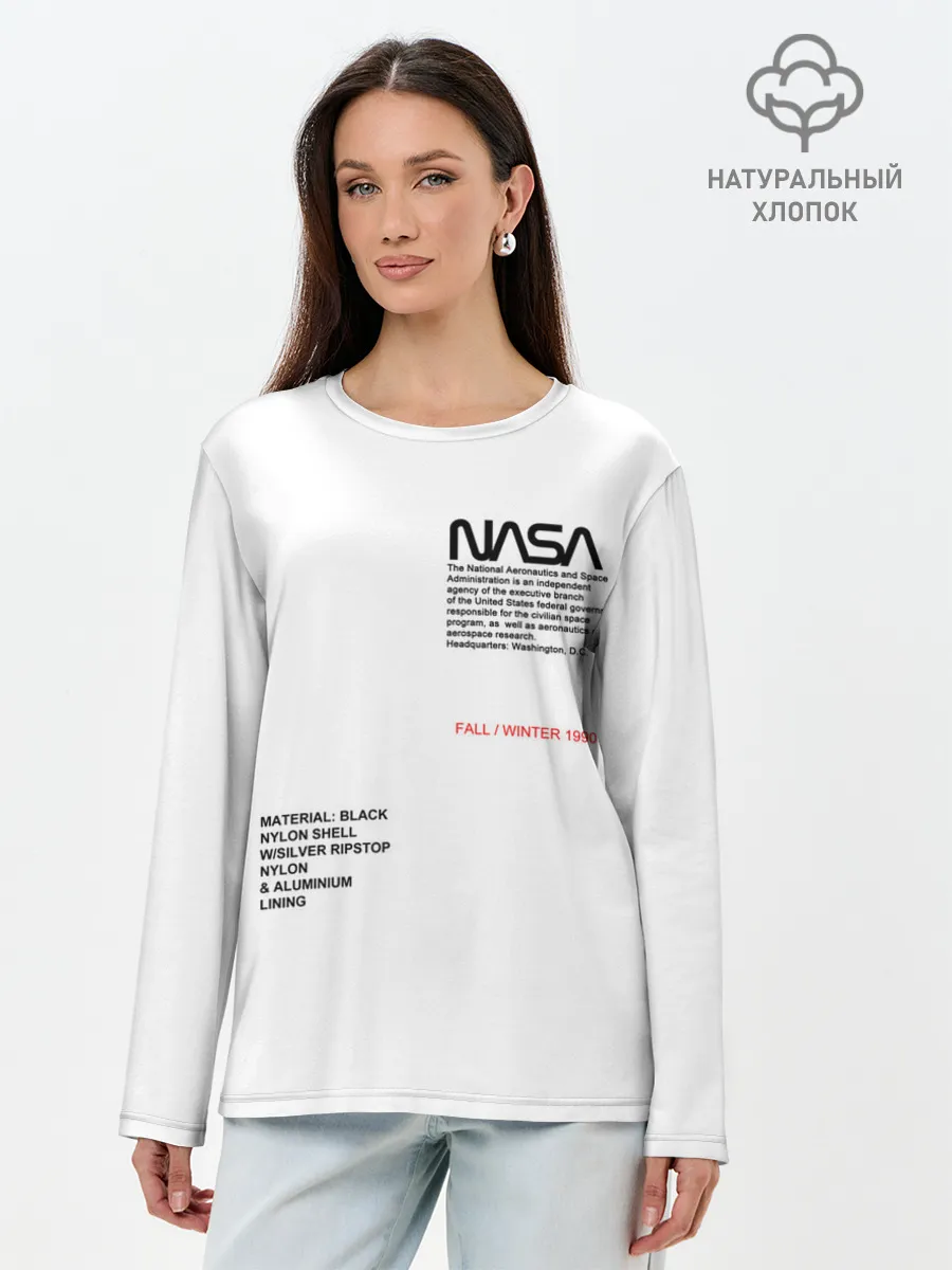 Лонгслив женский. Хлопок / NASA БЕЛАЯ ФОРМА | НАСА WHITE UNIFORM