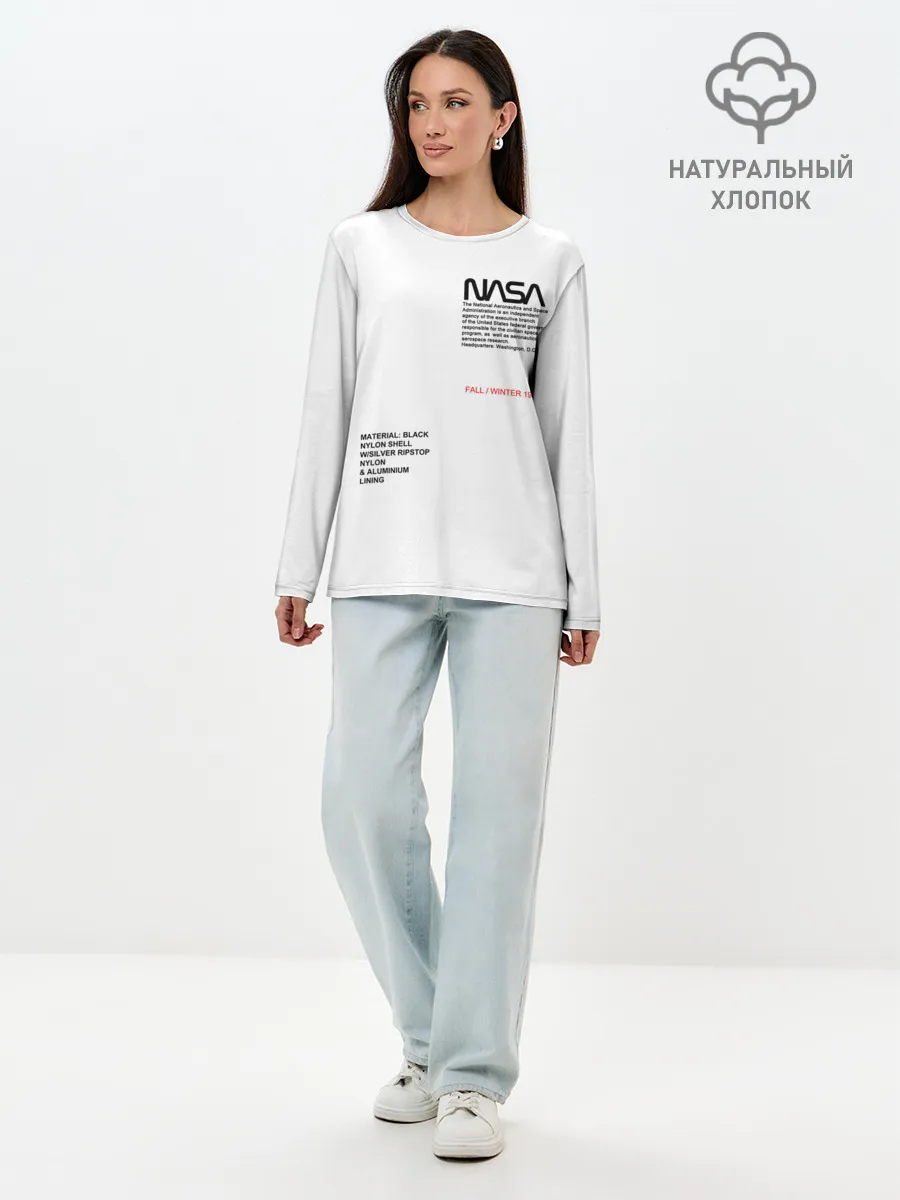 Лонгслив женский. Хлопок / NASA БЕЛАЯ ФОРМА | НАСА WHITE UNIFORM