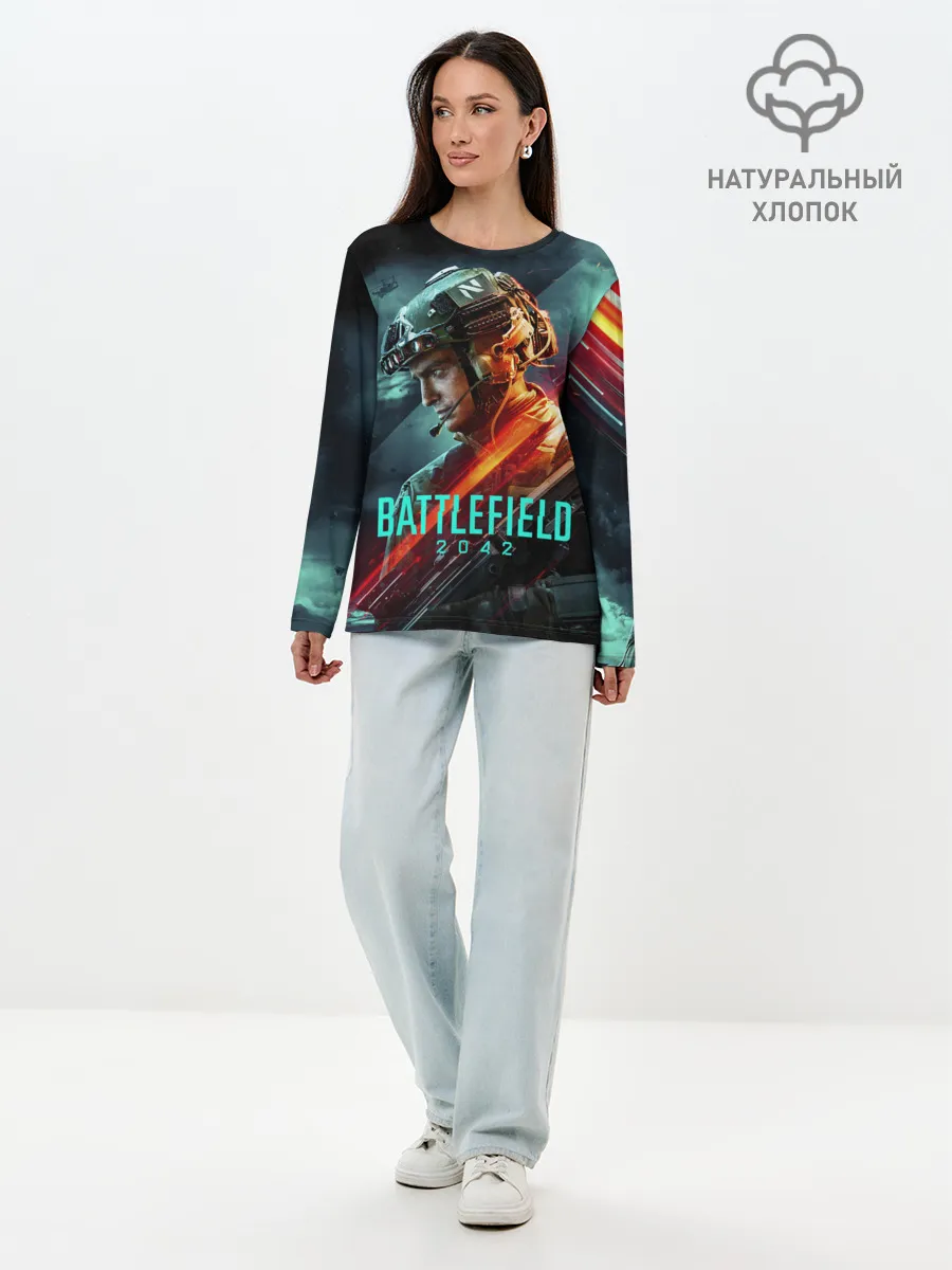Лонгслив женский. Хлопок / Battlefield 2042 game art