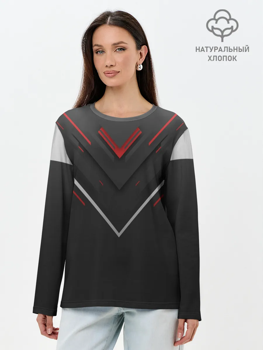 Лонгслив женский. Хлопок / футуристический вектор