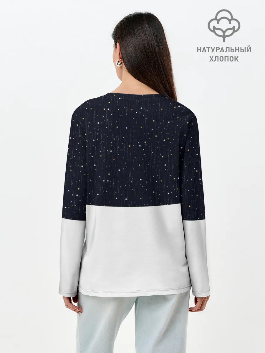 Лонгслив женский. Хлопок / Новогодний Оленёнок Рудольф