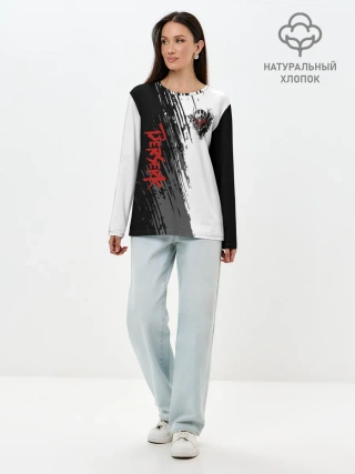 Лонгслив женский. Хлопок / Берсерк чёрной маска